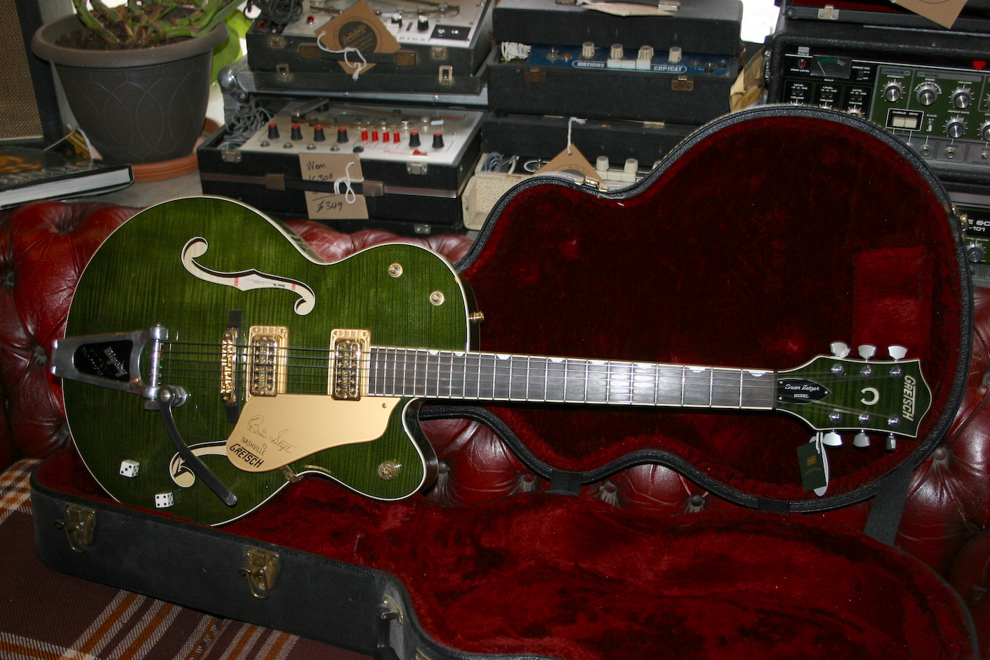 Gretsch Brian Setzer 1997 Tiger Flame Green 6120 SSU**SOLD - Amp ...